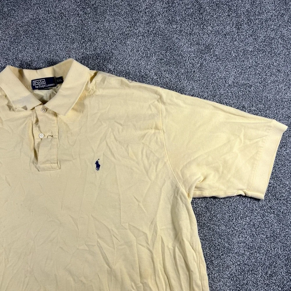 Polo Ralph Lauren Mesh Polo Shirt Yellow Pony Short Sleeve Men's XXL
